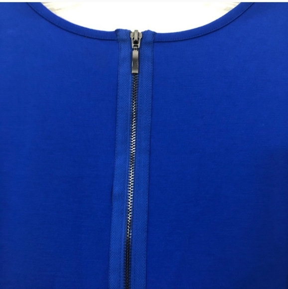 NWT  Royal Blue Fit & Flare Pleated Short Sleeve Ponte Dress Size M - Picture 5 of 13